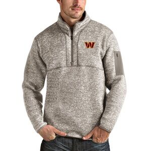 Men's Washington Commanders Antigua Oatmeal Fortune Quarter-Zip Pullover Jacket